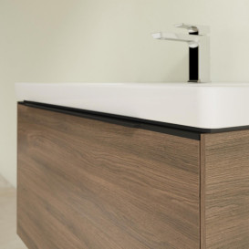 Тумба под раковину Villeroy & Boch Subway 3.0 77,2х42,9 см ДСП/алюминий дуб аризона/черный вулкан C573L1VH