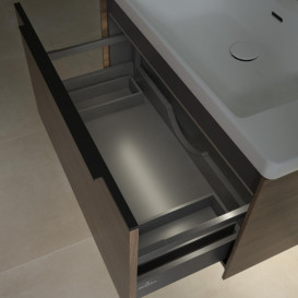 Тумба под раковину Villeroy & Boch Subway 3.0 77,2х42,9 см ДСП/алюминий дуб аризона/черный вулкан C573L1VH