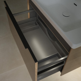 Тумба под раковину Villeroy & Boch Subway 3.0 77,2х42,9 см ДСП/алюминий дуб северный/черный вулкан C573L1VJ