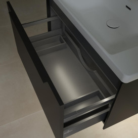 Тумба под раковину Villeroy & Boch Subway 3.0 77,2х42,9 см ДСП/алюминий черный вулкан/черный вулкан C573L1VL