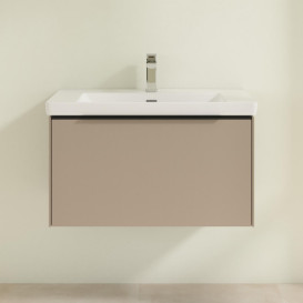 Тумба під раковину Villeroy & Boch Subway 3.0 77,2х42,9 см ДСП/алюміній тауп/чорний вулкан C573L1VM