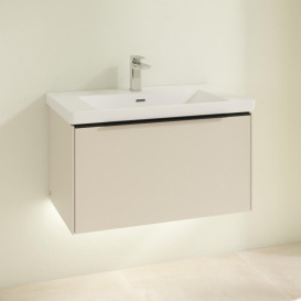 Тумба під раковину Villeroy & Boch Subway 3.0 77,2х42,9 см ДСП/алюміній сірий кашемір/чорний вулкан C573L1VN