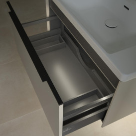 Тумба під раковину Villeroy & Boch Subway 3.0 77,2х42,9 см ДСП/алюміній сірий кашемір/чорний вулкан C573L1VN