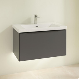 Тумба под раковину Villeroy & Boch Subway 3.0 77,2х42,9 см ДСП/алюминий графит/черный вулкан C573L1VR