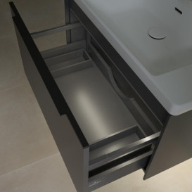 Тумба под раковину Villeroy & Boch Subway 3.0 77,2х42,9 см ДСП/алюминий графит/черный вулкан C573L1VR