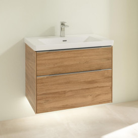 Тумба під раковину Villeroy & Boch Subway 3.0 77,2х57,6 см ДСП/алюміній дуб канзас C574L0RH