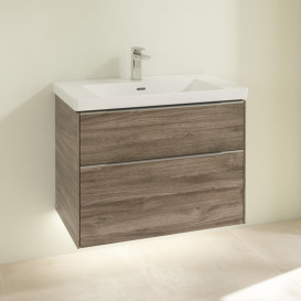 Тумба під раковину Villeroy & Boch Subway 3.0 77,2х57,6 см ДСП/алюміній дуб кам'яний C574L0RK