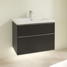 Тумба под раковину Villeroy & Boch Subway 3.0 77,2х57,6 см ДСП/алюминий черный вулкан  C574L0VL