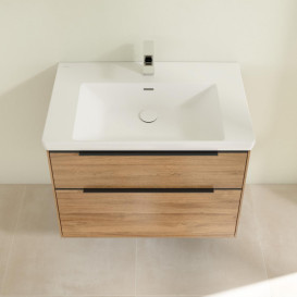 Тумба під раковину Villeroy & Boch Subway 3.0 77,2х57,6 см ДСП/алюміній дуб канзас/чорний вулкан C574L1RH