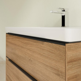 Тумба під раковину Villeroy & Boch Subway 3.0 77,2х57,6 см ДСП/алюміній дуб канзас/чорний вулкан C574L1RH