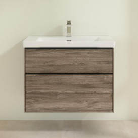 Тумба под раковину Villeroy & Boch Subway 3.0 77,2х57,6 см ДСП/алюминий дуб каменный/черный вулкан C574L1RK