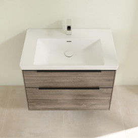 Тумба под раковину Villeroy & Boch Subway 3.0 77,2х57,6 см ДСП/алюминий дуб каменный/черный вулкан C574L1RK