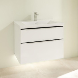 Тумба под раковину Villeroy & Boch Subway 3.0 77,2х57,6 см ДСП/алюминий белый бриллиант/черный вулкан C574L1VE