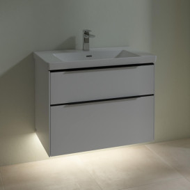 Тумба под раковину Villeroy & Boch Subway 3.0 77,2х57,6 см ДСП/алюминий белый бриллиант/черный вулкан C574L1VE