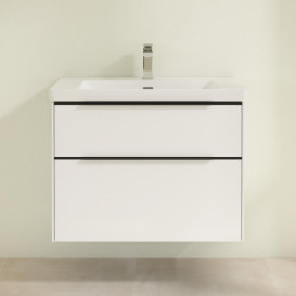 Тумба под раковину Villeroy & Boch Subway 3.0 77,2х57,6 см ДСП/алюминий белый бриллиант/черный вулкан C574L1VE