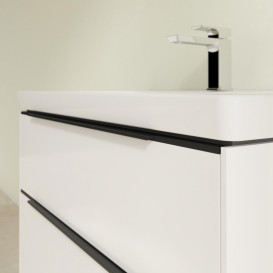 Тумба под раковину Villeroy & Boch Subway 3.0 77,2х57,6 см ДСП/алюминий белый бриллиант/черный вулкан C574L1VE