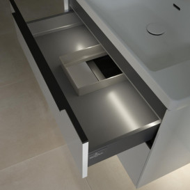 Тумба под раковину Villeroy & Boch Subway 3.0 77,2х57,6 см ДСП/алюминий белый бриллиант/черный вулкан C574L1VE