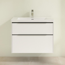 Тумба под раковину Villeroy & Boch Subway 3.0 77,2х57,6 см ДСП/алюминий чистый белый/черный вулкан C574L1VF