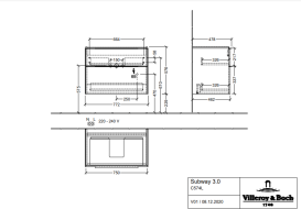 Тумба під раковину Villeroy & Boch Subway 3.0 77,2х57,6 см ДСП/алюміній дуб аризона/чорний вулкан C574L1VH