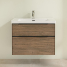 Тумба під раковину Villeroy & Boch Subway 3.0 77,2х57,6 см ДСП/алюміній дуб аризона/чорний вулкан C574L1VH