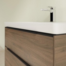 Тумба під раковину Villeroy & Boch Subway 3.0 77,2х57,6 см ДСП/алюміній дуб аризона/чорний вулкан C574L1VH