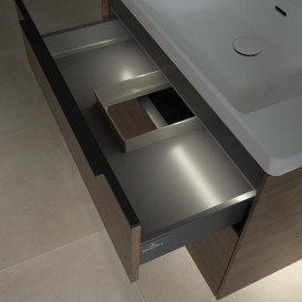 Тумба під раковину Villeroy & Boch Subway 3.0 77,2х57,6 см ДСП/алюміній дуб аризона/чорний вулкан C574L1VH