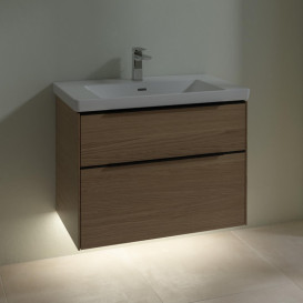 Тумба под раковину Villeroy & Boch Subway 3.0 77,2х57,6 см ДСП/алюминий дуб северный/черный вулкан C574L1VJ