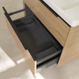 Тумба под раковину Villeroy & Boch Subway 3.0 77,2х57,6 см ДСП/алюминий дуб северный/черный вулкан C574L1VJ