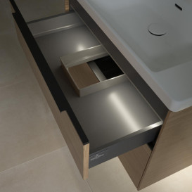 Тумба под раковину Villeroy & Boch Subway 3.0 77,2х57,6 см ДСП/алюминий дуб северный/черный вулкан C574L1VJ