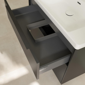 Тумба под раковину Villeroy & Boch Subway 3.0 77,2х57,6 см ДСП/алюминий черный вулкан/черный вулкан C574L1VL