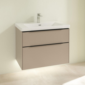 Тумба под раковину Villeroy & Boch Subway 3.0 77,2х57,6 см ДСП/алюминий тауп/черный вулкан C574L1VM