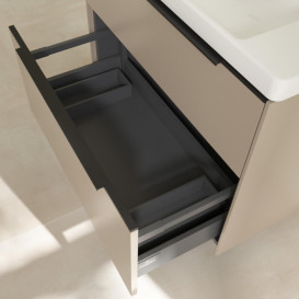 Тумба под раковину Villeroy & Boch Subway 3.0 77,2х57,6 см ДСП/алюминий тауп/черный вулкан C574L1VM