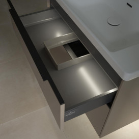 Тумба под раковину Villeroy & Boch Subway 3.0 77,2х57,6 см ДСП/алюминий тауп/черный вулкан C574L1VM