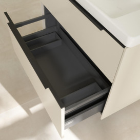 Тумба під раковину Villeroy & Boch Subway 3.0 77,2х57,6 см ДСП/алюміній сірий кашемір/чорний вулкан C574L1VN