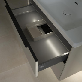 Тумба під раковину Villeroy & Boch Subway 3.0 77,2х57,6 см ДСП/алюміній сірий кашемір/чорний вулкан C574L1VN