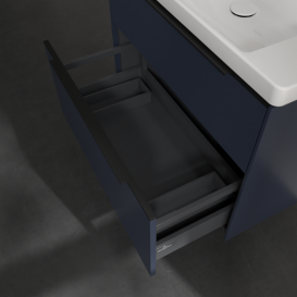 Тумба под раковину Villeroy & Boch Subway 3.0 77,2х57,6 см ДСП/алюминий морской синий/черный вулкан C574L1VQ