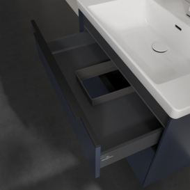 Тумба под раковину Villeroy & Boch Subway 3.0 77,2х57,6 см ДСП/алюминий морской синий/черный вулкан C574L1VQ