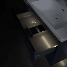 Тумба под раковину Villeroy & Boch Subway 3.0 77,2х57,6 см ДСП/алюминий морской синий/черный вулкан C574L1VQ