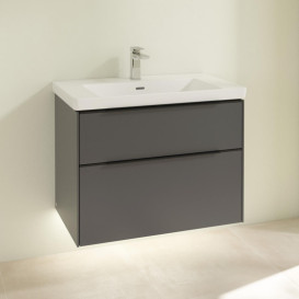 Тумба под раковину Villeroy & Boch Subway 3.0 77,2х57,6 см ДСП/алюминий графит/черный вулкан C574L1VR