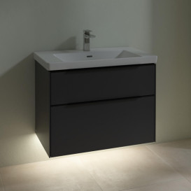 Тумба под раковину Villeroy & Boch Subway 3.0 77,2х57,6 см ДСП/алюминий графит/черный вулкан C574L1VR