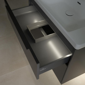 Тумба под раковину Villeroy & Boch Subway 3.0 77,2х57,6 см ДСП/алюминий графит/черный вулкан C574L1VR