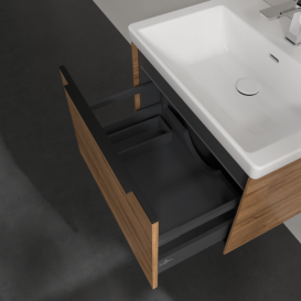 Тумба под раковину Villeroy & Boch Subway 3.0 62,2х42,9 см ДСП/алюминий дуб канзас/черный вулкан C575L1RH