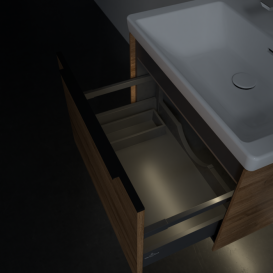 Тумба под раковину Villeroy & Boch Subway 3.0 62,2х42,9 см ДСП/алюминий дуб канзас/черный вулкан C575L1RH