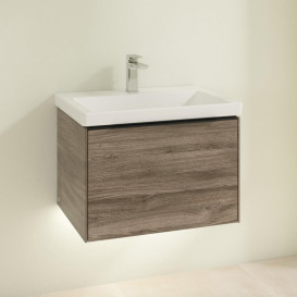 Тумба под раковину Villeroy & Boch Subway 3.0 62,2х42,9 см ДСП/алюминий дуб каменный/черный вулкан C575L1RK