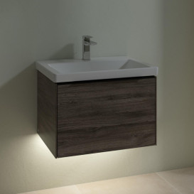 Тумба под раковину Villeroy & Boch Subway 3.0 62,2х42,9 см ДСП/алюминий дуб каменный/черный вулкан C575L1RK