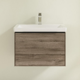 Тумба под раковину Villeroy & Boch Subway 3.0 62,2х42,9 см ДСП/алюминий дуб каменный/черный вулкан C575L1RK