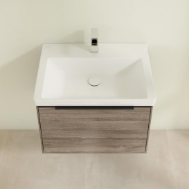 Тумба под раковину Villeroy & Boch Subway 3.0 62,2х42,9 см ДСП/алюминий дуб каменный/черный вулкан C575L1RK