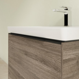 Тумба под раковину Villeroy & Boch Subway 3.0 62,2х42,9 см ДСП/алюминий дуб каменный/черный вулкан C575L1RK