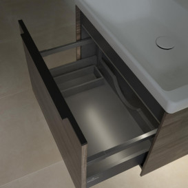 Тумба под раковину Villeroy & Boch Subway 3.0 62,2х42,9 см ДСП/алюминий дуб каменный/черный вулкан C575L1RK