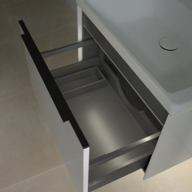 Тумба под раковину Villeroy & Boch Subway 3.0 62,2х42,9 см ДСП/алюминий белый бриллиант/черный вулкан C575L1VE